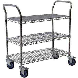 Storage Concepts 3-Shelf Steel Wire Service Cart in Chrome - 39 in H x 36 in W x 18 in D WCD3-1836