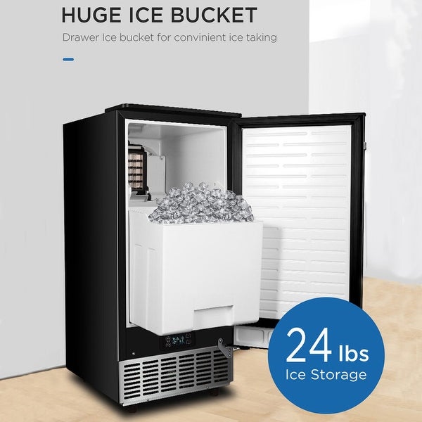 15 in. W Freestanding Commercial Ice Maker Machine in Stainless Steel for Restaurants， Bars， Homes， 80 Lbs /24h