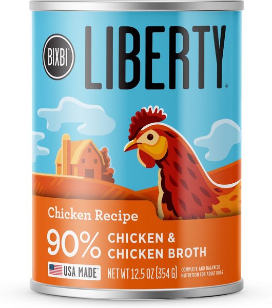 BIXBI Liberty Limited Ingredient Chicken Recipe Canned Dog Food， 12.5-oz can， case of 12