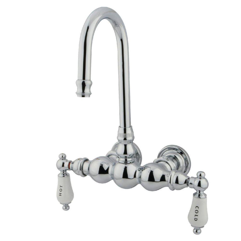 Kingston Brass Vintage 2-Handle Wall-Mount Clawfoot Tub Faucets in Polished Chrome HCC4T1