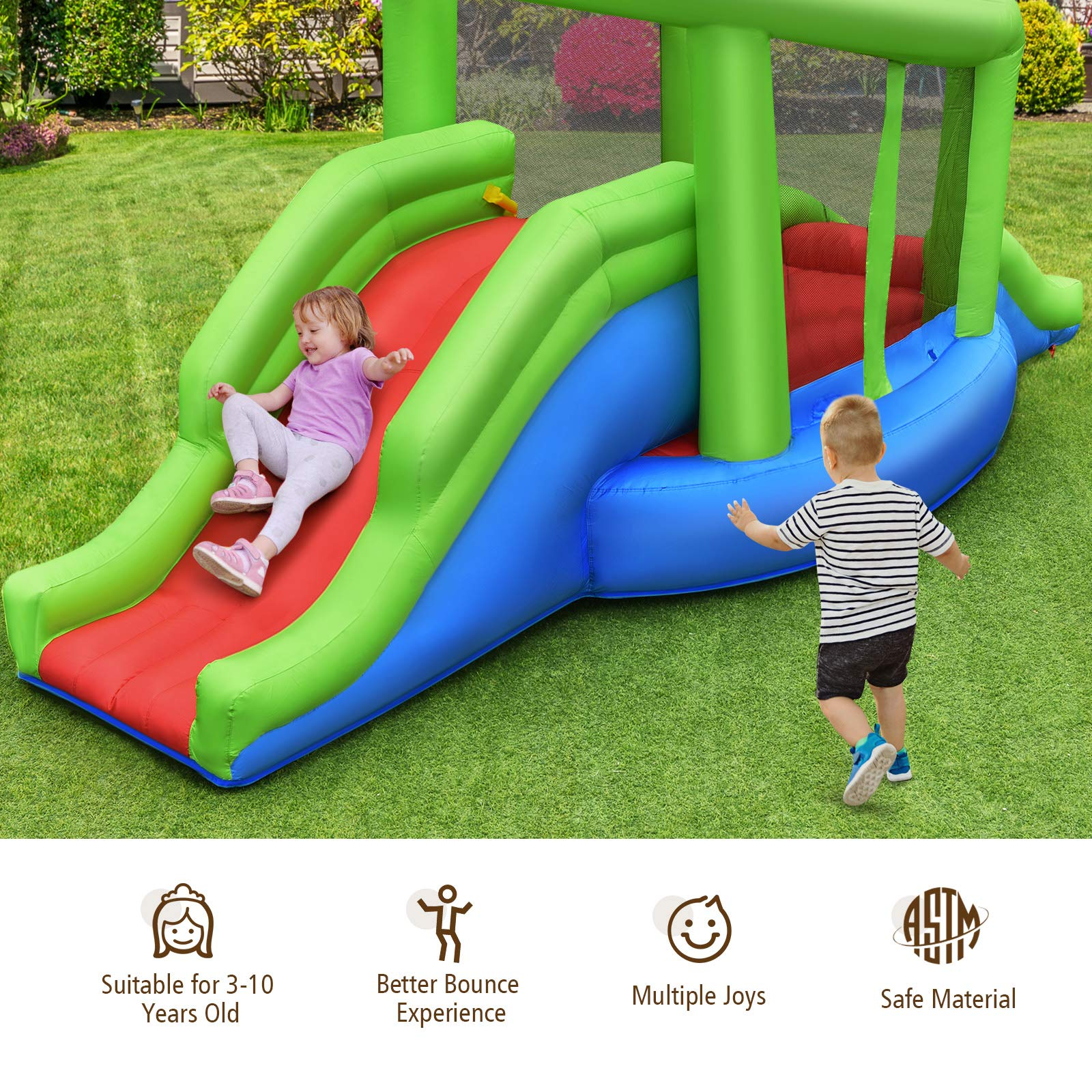 BOUNTECH Inflatable Bounce House, Kids Playhouse W/ Double Slides, Jumping Area