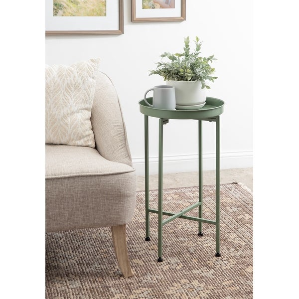 Kate and Laurel Celia Round Foldable Metal Accent Table - 14x14x26