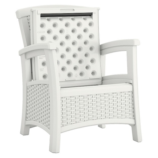 Suncast Elements Resin Patio Storage Club Chair White