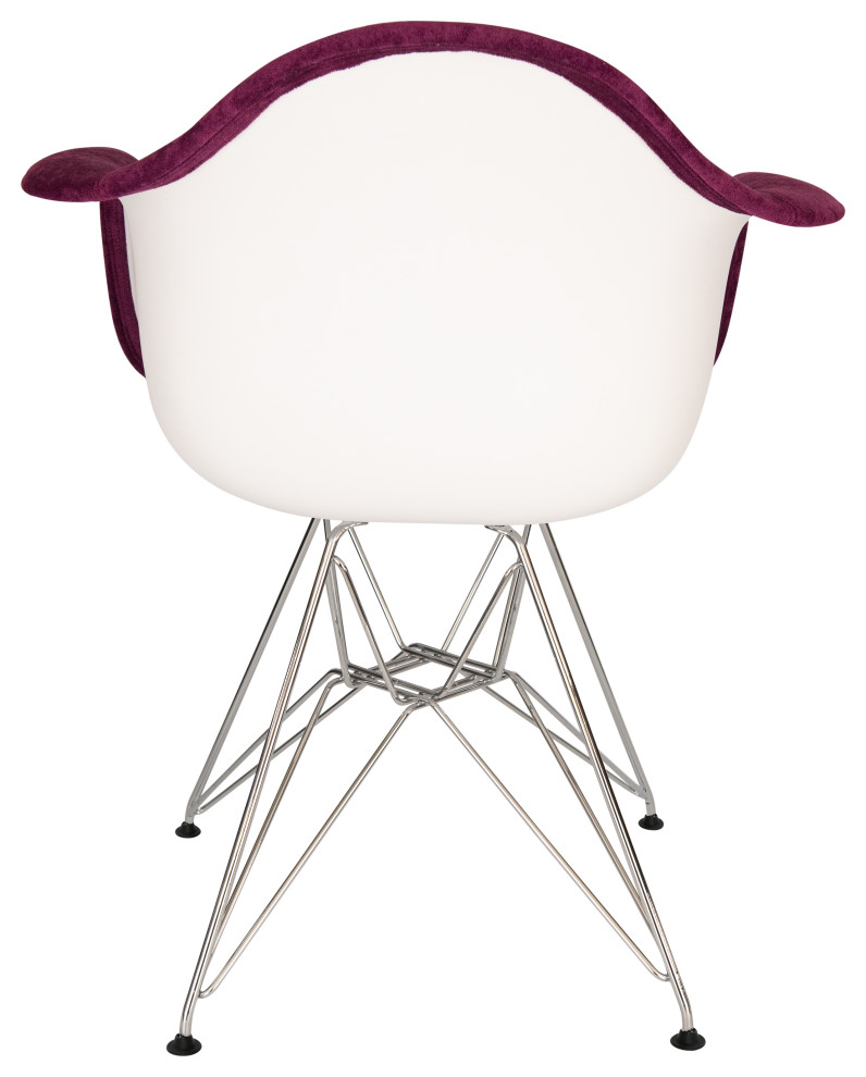 Willow Velvet Accent Armchair Chrome Eiffel Base   Midcentury   Dining Chairs   by LeisureMod  Houzz