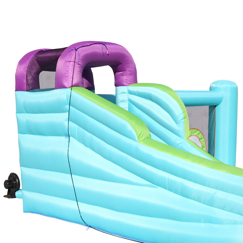 New Inflatable Bounce House, 420D Oxford Cloth PVC Bouncy Castle Blue (Slide/Pool/Trampoline/Water Gun) - Including Blower