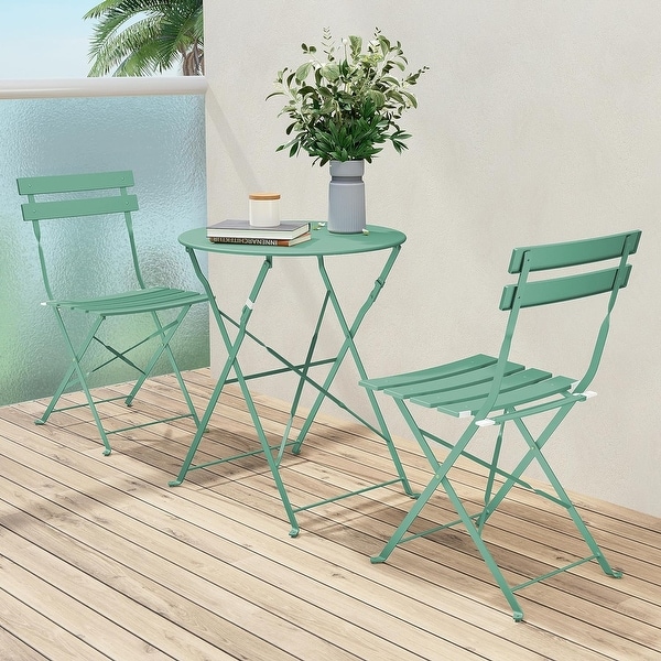 3Piece Bistro Set Folding Outdoor Furniture Sets with Premium Steel Frame Portable Design for Bistro and Balcony