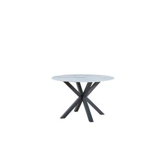 Best Quality Furniture 47 in. Round Martina White Marble in Cross Legs Dining Table (Seats-4) D236-DT