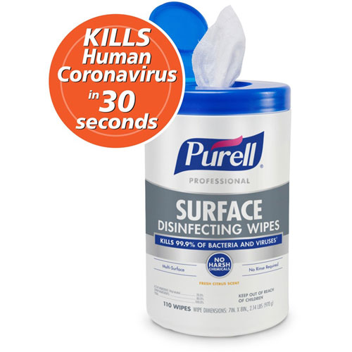 Gojo Purell Professional Surface Disinfect Wipes - Ready-To-Use Wipe - Fresh Citrus Scent - 7