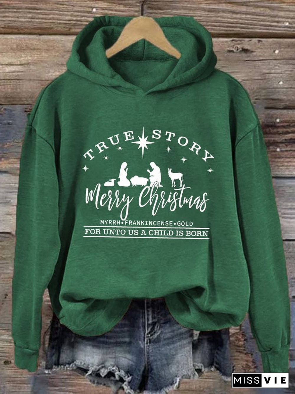 Women's Christian Christmas True Story Lounge Hoodie