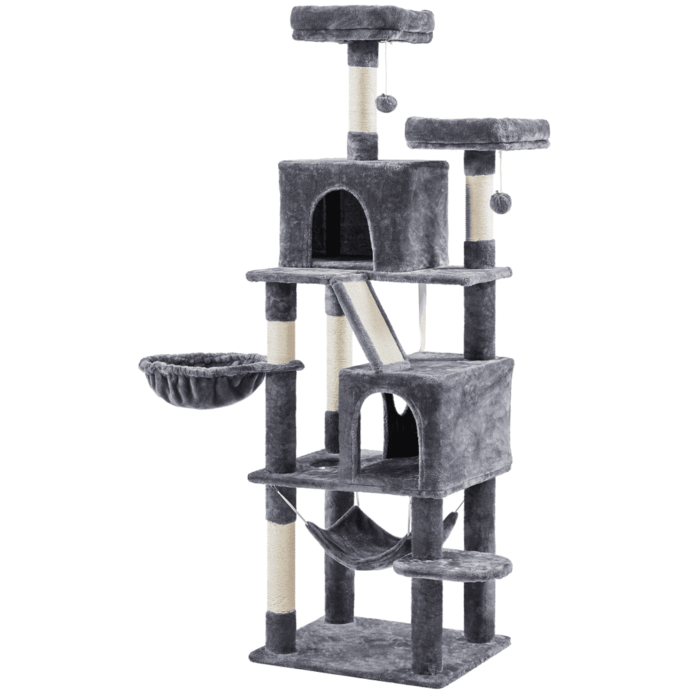 Yaheetech 71'' H Multi-Level Cat Tree Tower with Condos， Dark Gray