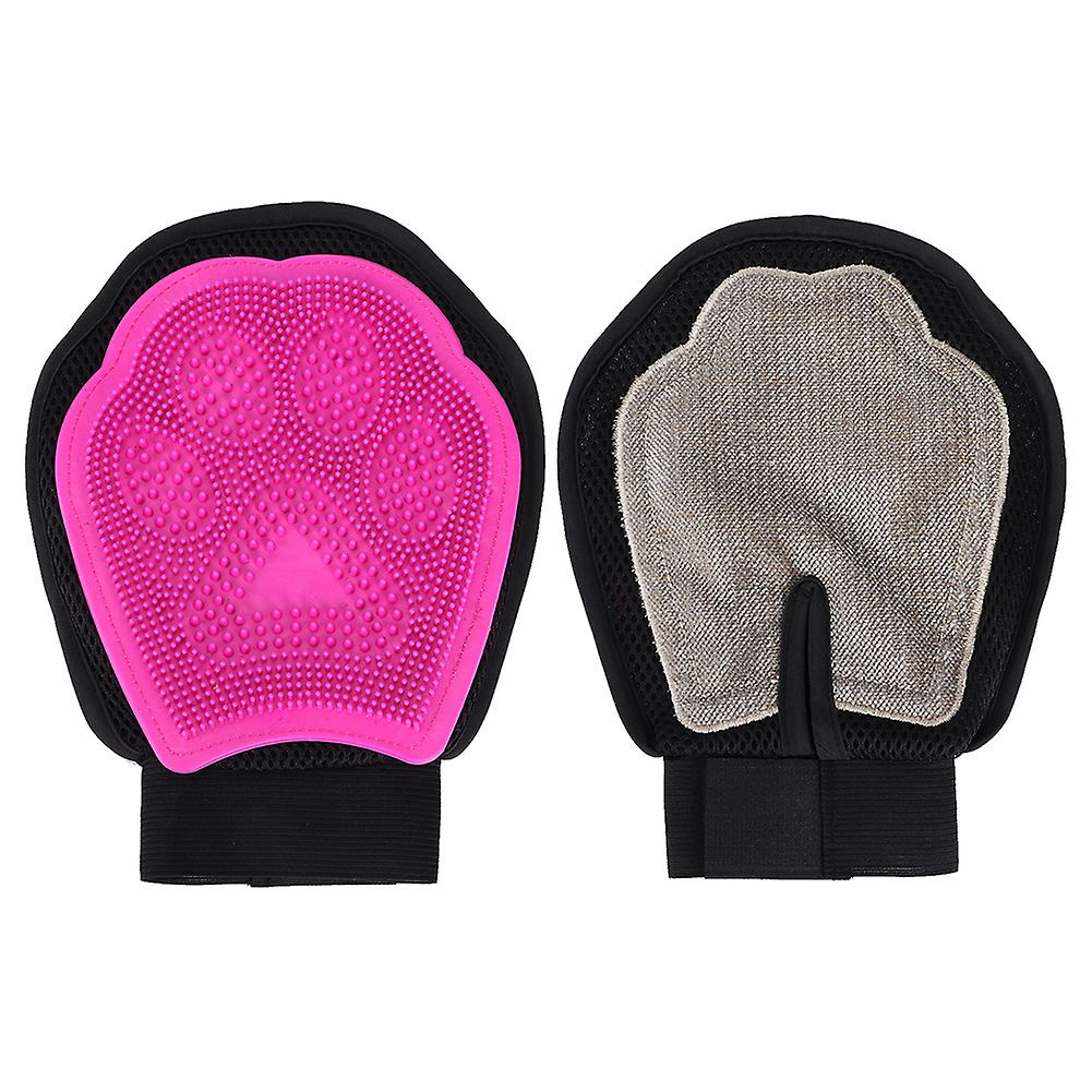 1pcs Pet Dog Cat Breathable Massage Glove Grooming Hair Comb Cleaning Bath Brushpink