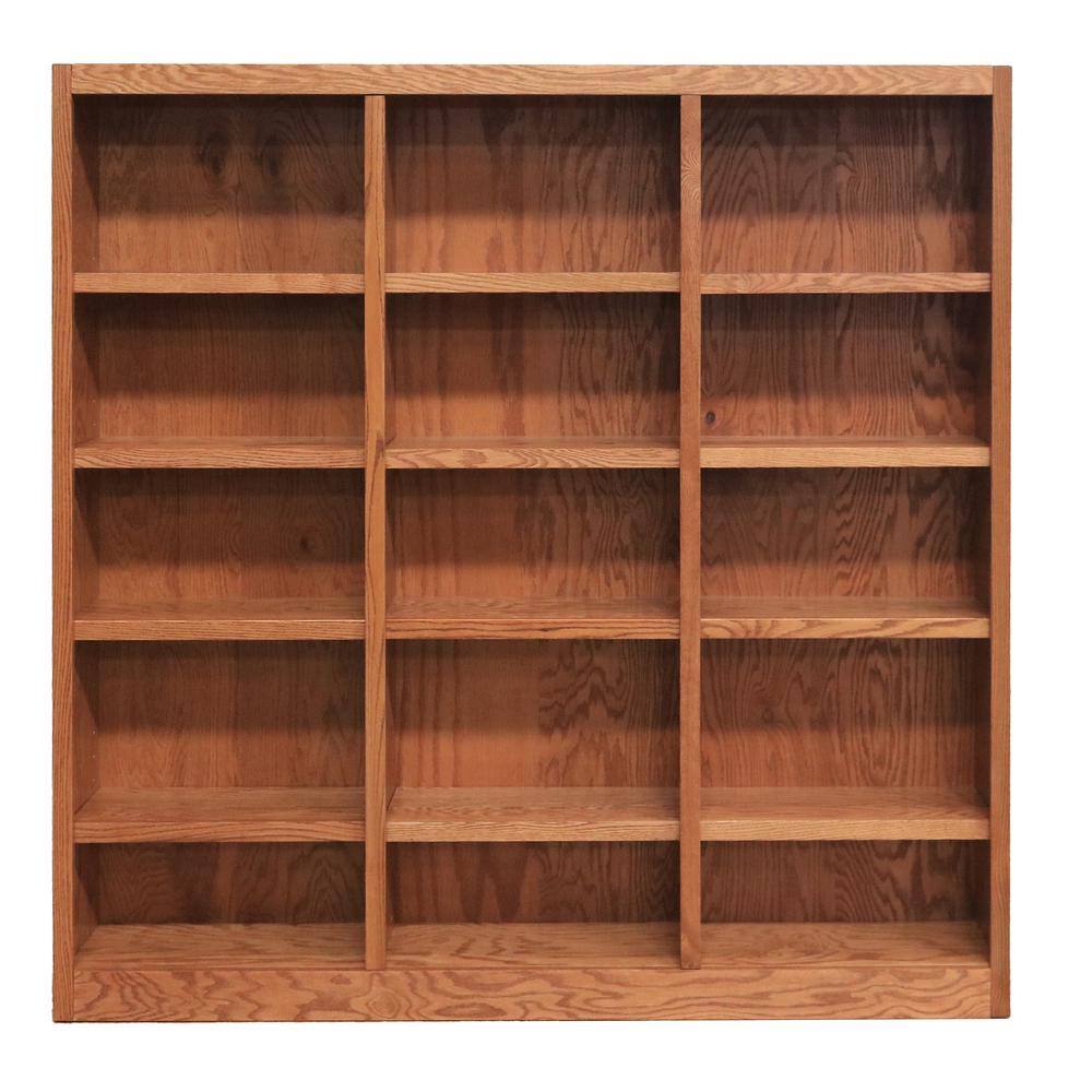 Concepts In Wood 72 in. Dry Oak Wood 15-shelf Standard Bookcase with Adjustable Shelves MI7272-D