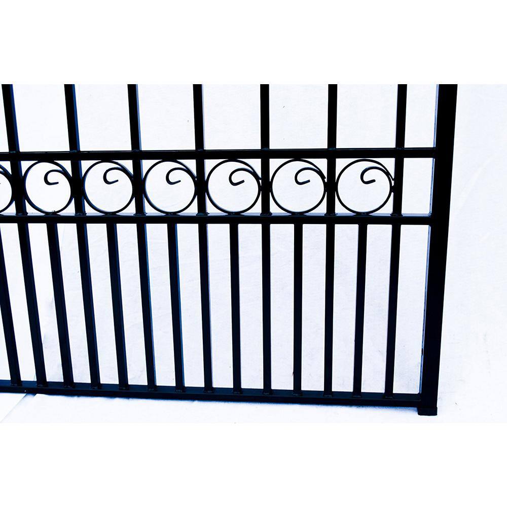 ALEKO London Style 12 ft. x 6 ft. Black Steel Single Slide Driveway Fence Gate DG12LONSSL-HD