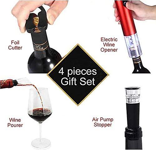 Electric Bottle Opener， Electric Corkscrew， Automatic Bottle Opener， Wine Opener Gift Set With Automatic Corkscrew， Foil Cutter， Wine Pourer And Wine