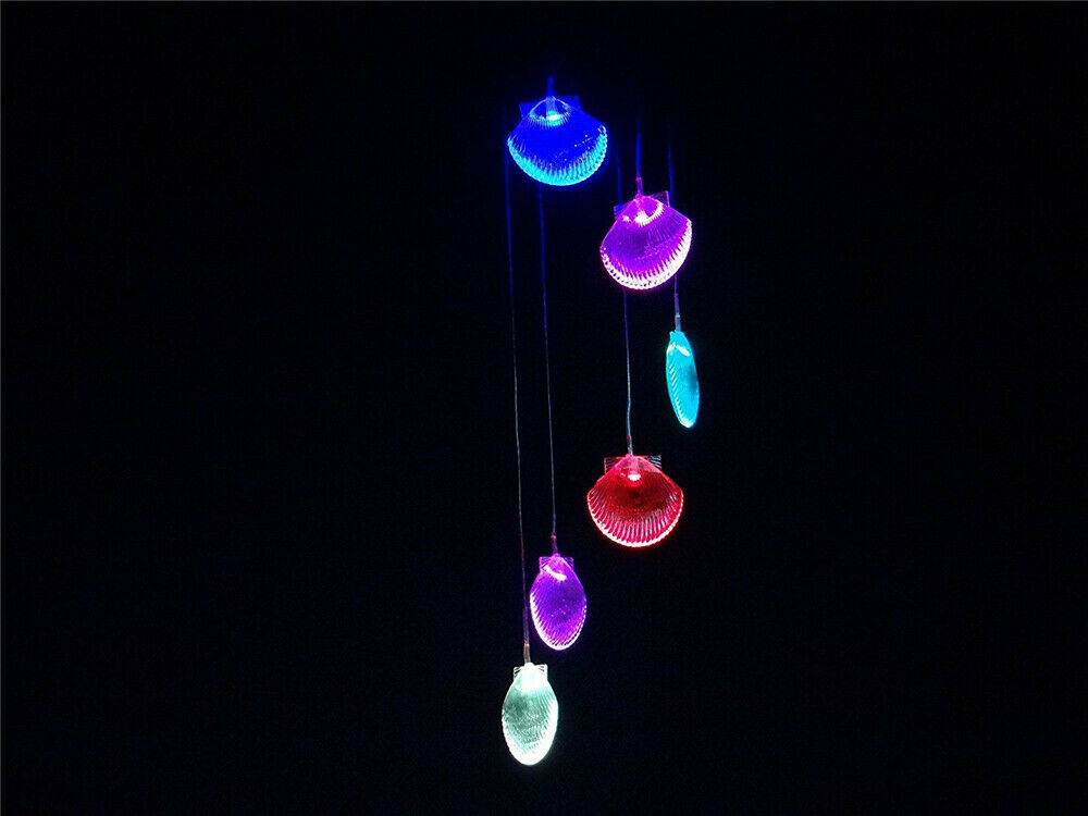 Solar Color Changing LED Shell Wind Chimes Home Garden Yard Decor Light Lamp US