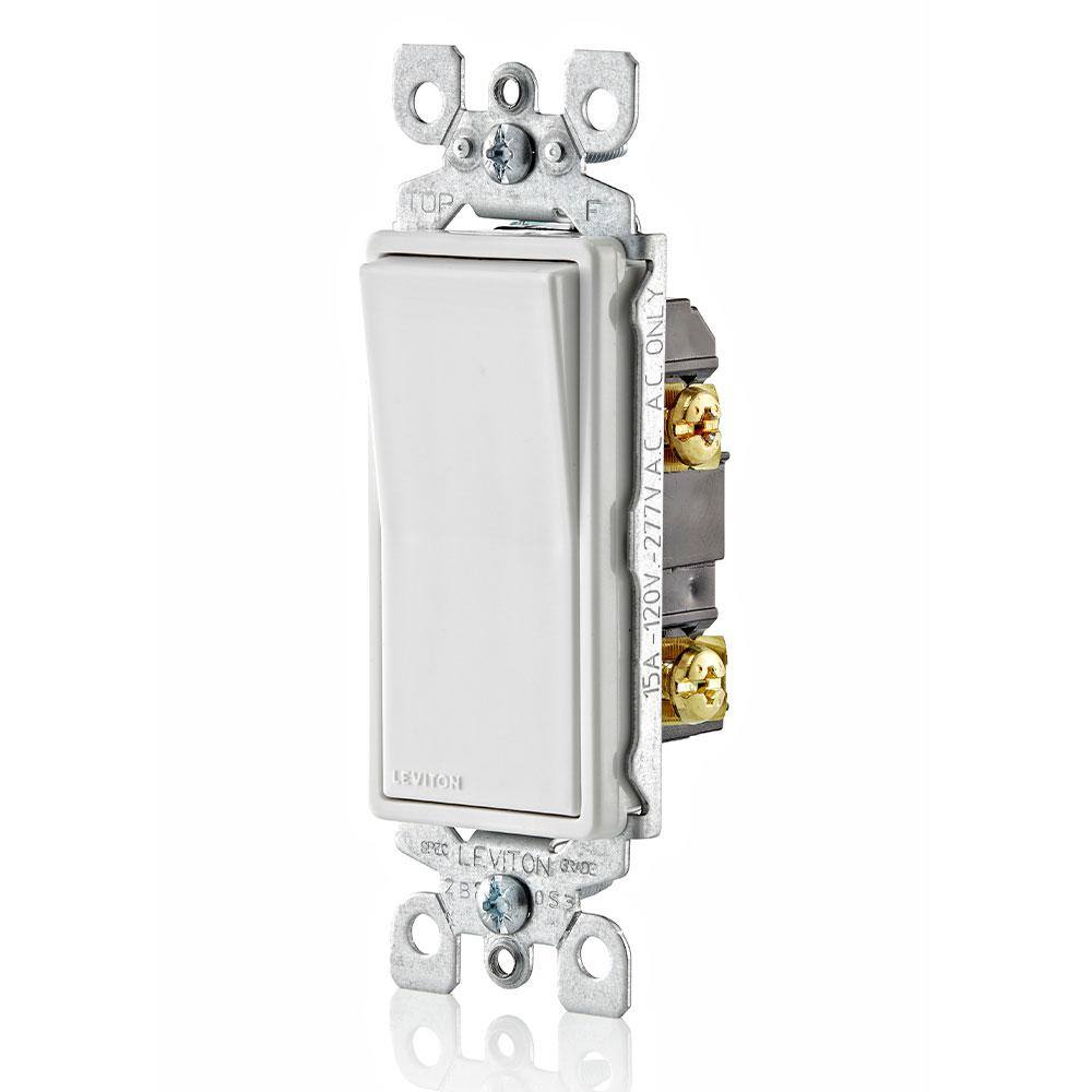 Leviton Decora 15 Amp Single Pole Rocker AC Quiet Light Switch White (10-Pack) M32-05601-2WM