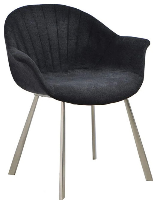 Norina Arm Dining Chair  Charcoal Gray Soft Fabric Cover With Chrome Frame   Midcentury   Dining Chairs   by V.S.D Furniture  Houzz