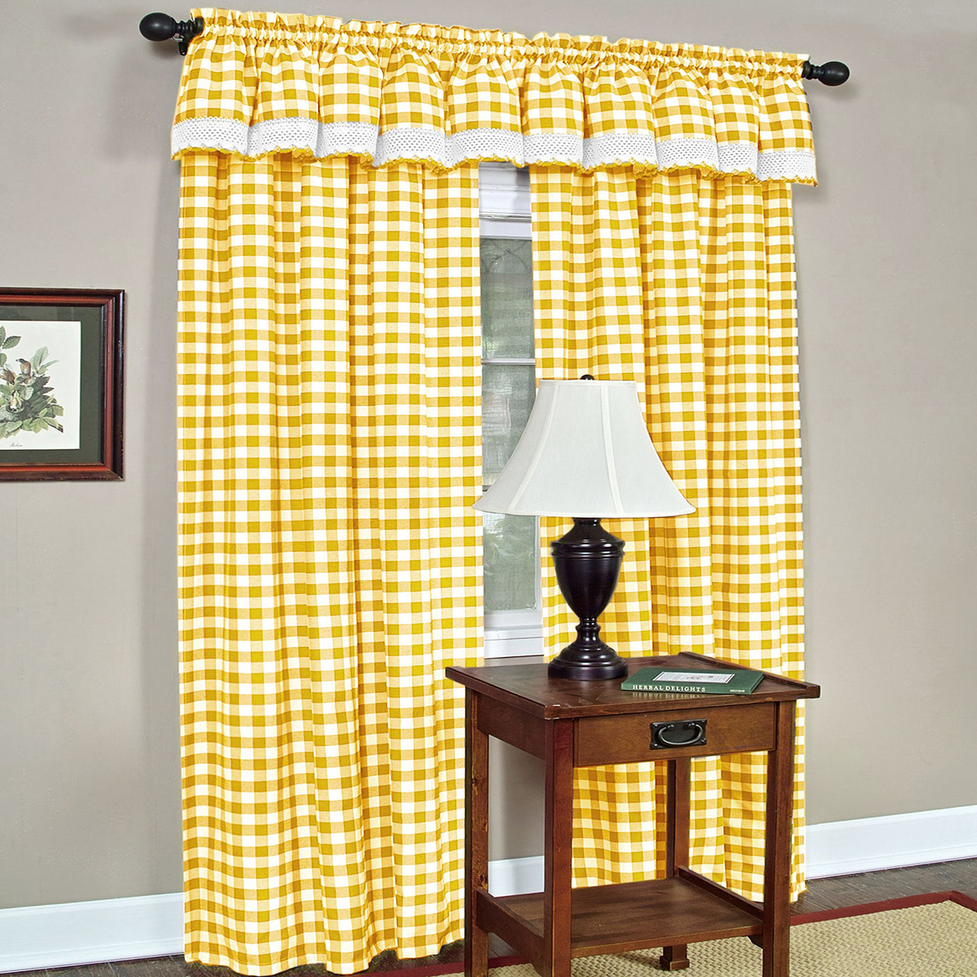 Assorted Checkered Plaid Gingham Kitchen Window Curtain Tier & Valance