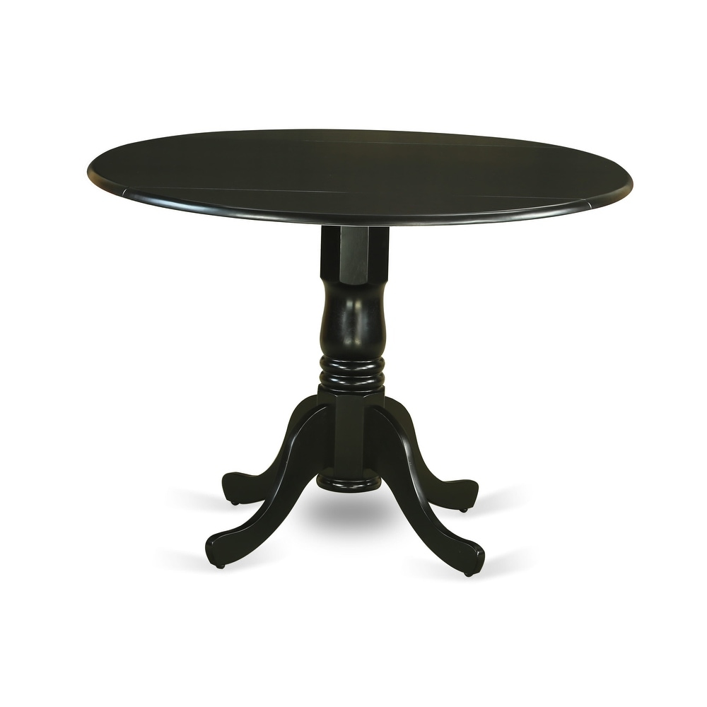 East West Furniture Dublin Kitchen Dining Table   a Round Wooden Table Top with Dropleaf   Pedestal Base  (Finish Options)