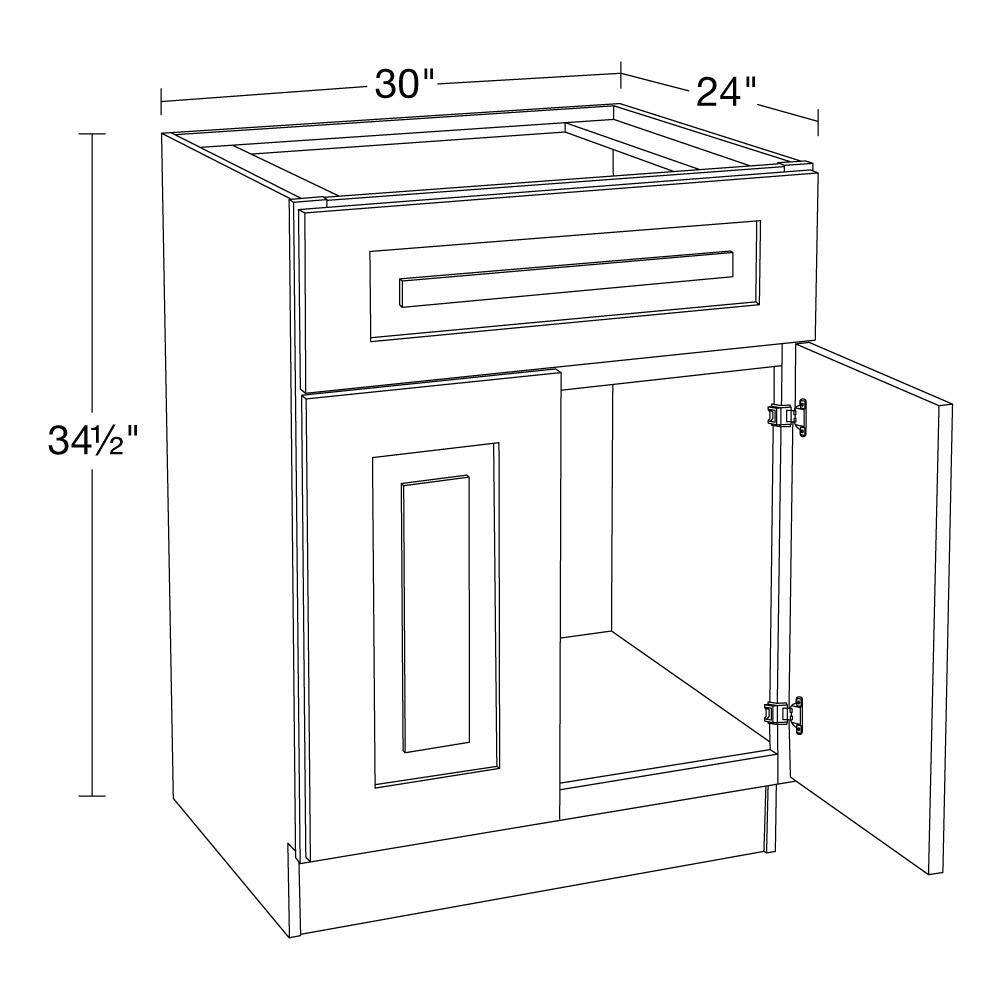 Home Decorators Collection Grayson Mythic Blue Plywood Shaker Stock Assembled Sink Base Kitchen Cabinet Soft Close 30 in. x 34.5 in. x 24 in. SB30-GMB