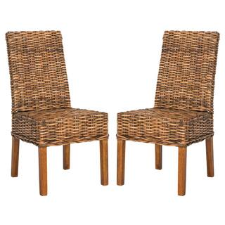 SAFAVIEH Sanibel Dark Brown Wood Side Chair (Set of 2) FOX6504A-SET2