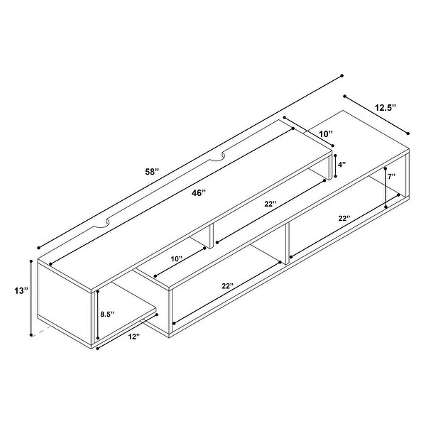 Prepac Modern Wall Mounted Media Console and Storage Shelf - 58