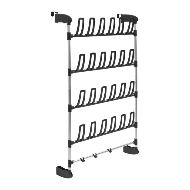 Organize It All Overdoor 12 Pair Shoe Rack With 4 Accessory Hooks