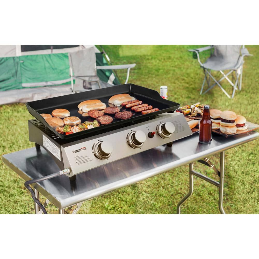 Royal Gourmet Portable 3-Burner Built-in Propane Gas Grill in Stainless Steel PD1300