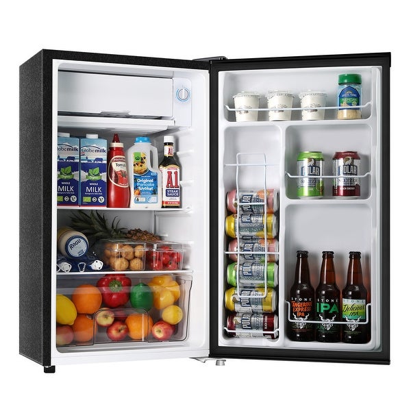 3.2 cu.ft. Mini Refrigerator with Freezer， Reversible Single Door， Energy Saving， Low Noise