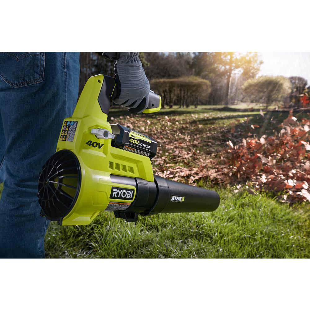 RYOBI 40V 110 MPH 525 CFM Cordless Battery VariableSpeed Jet Fan Leaf Blower with