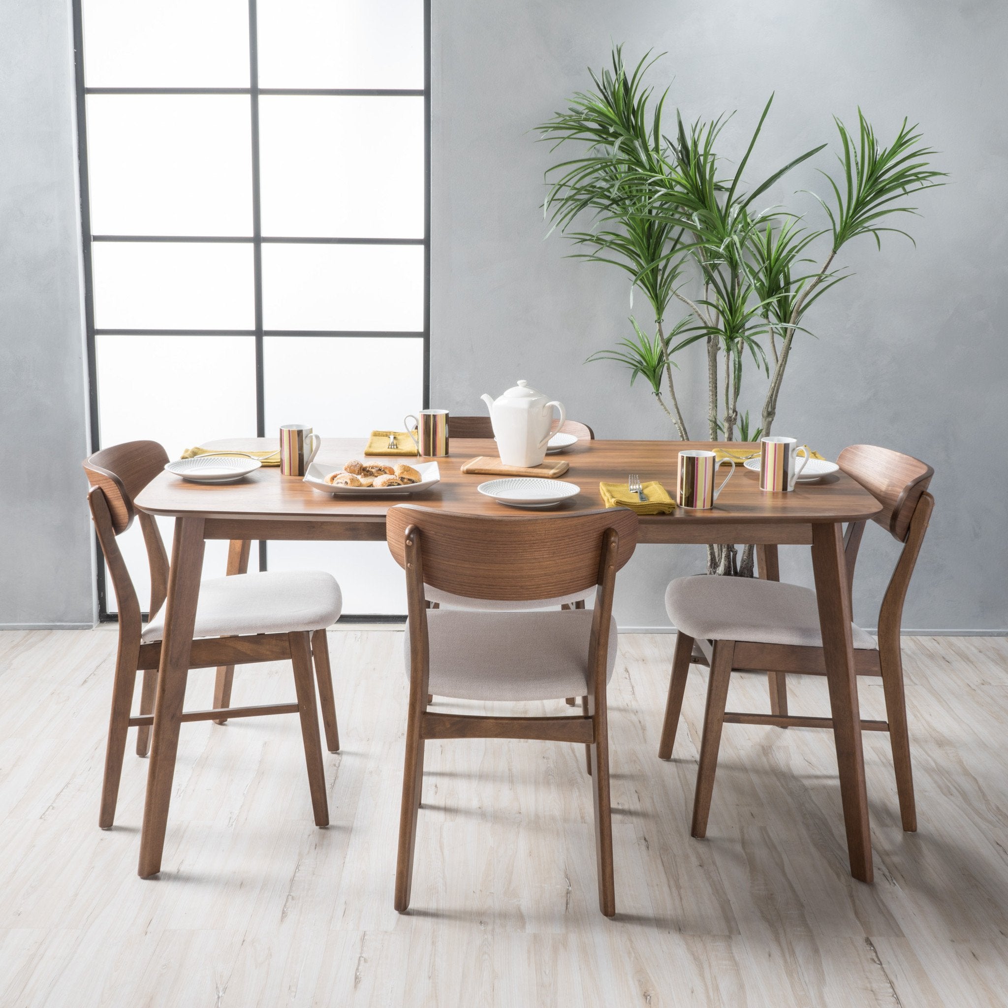 Lucille Mid-Century Modern 5 Piece Dining Set