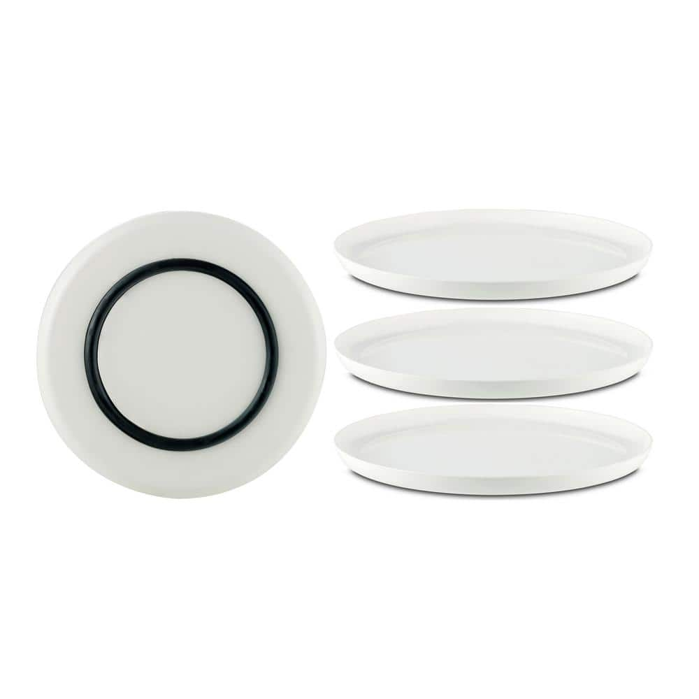 Palm Outdoor Australia Palm Non-slip Salad Plate,8in,White with Black Base,(Set of 4) PM9214