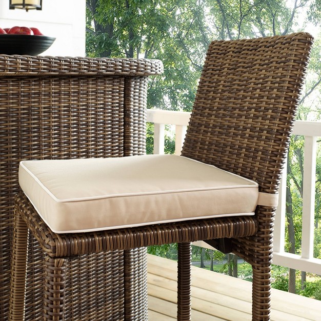 Bradenton 3pc Outdoor Wicker Bar Set Sand Crosley