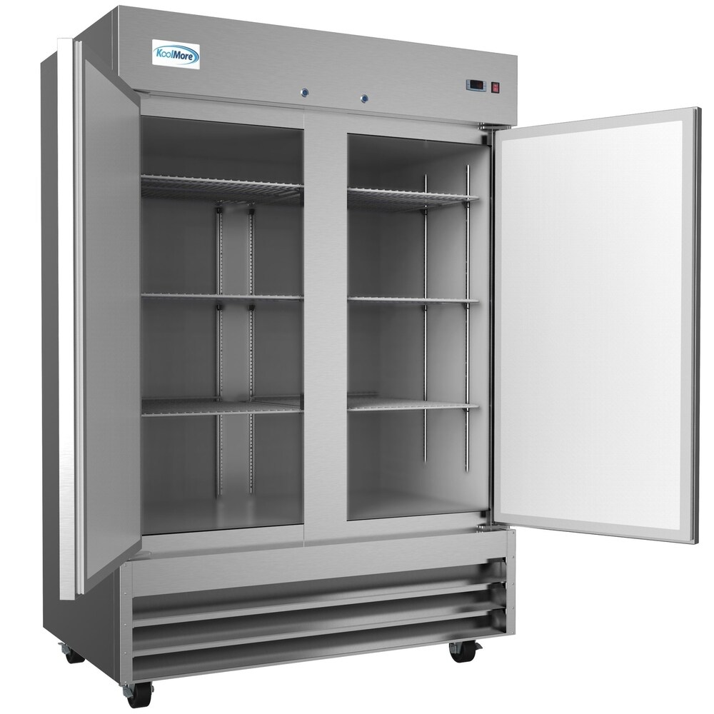 KoolMore 54 Inch 2 Door Stainless Steel Reach in Commercial Freezer 47 cu. ft.