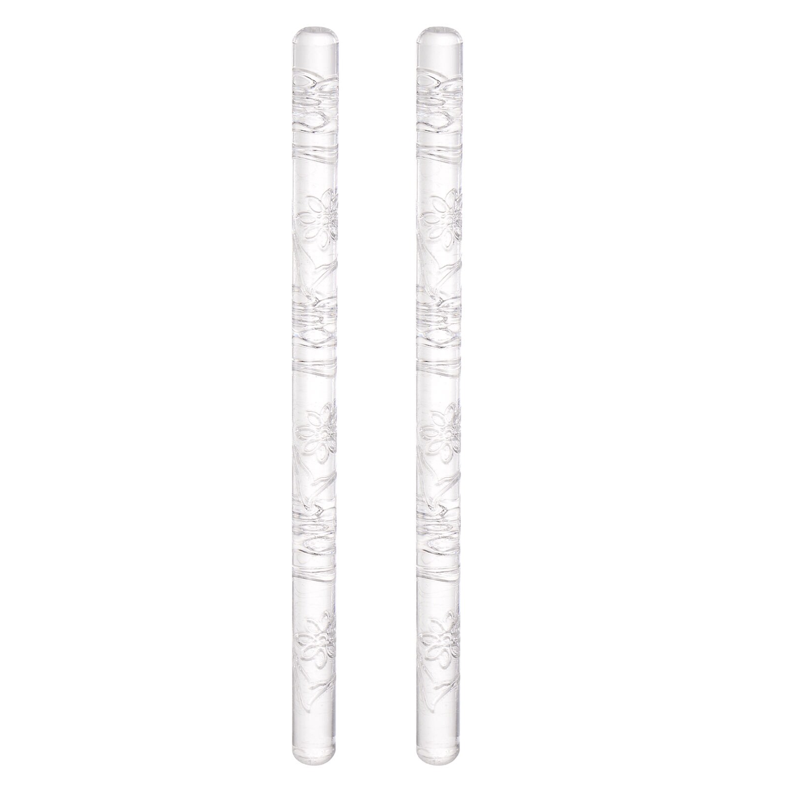 2pcs Acrylic Embossed Rolling Pin 16cm x 1cm Rose Pattern - Transparent