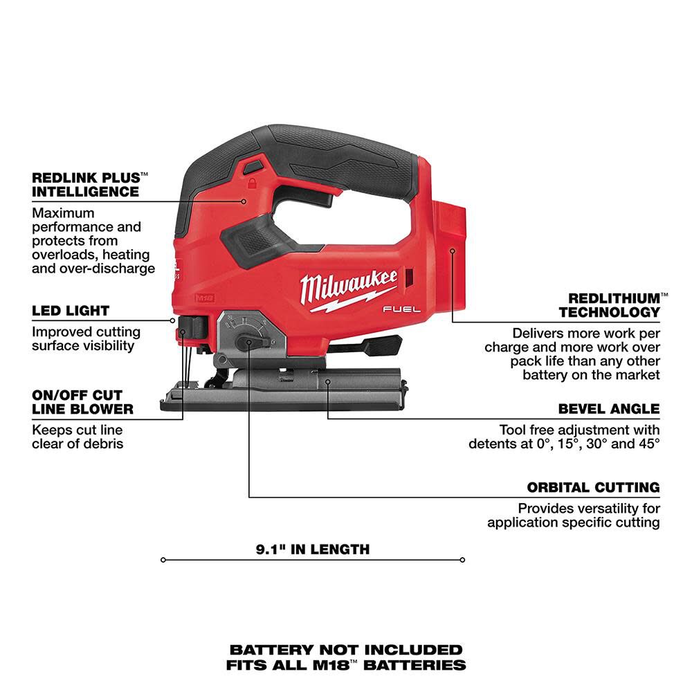 Milwaukee M18 FUEL D-handle Jig Saw 2737-20 from Milwaukee