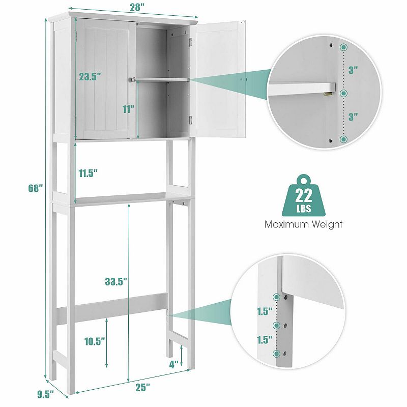 Over The Toilet Bathroom Storage Space Saver with Shelf