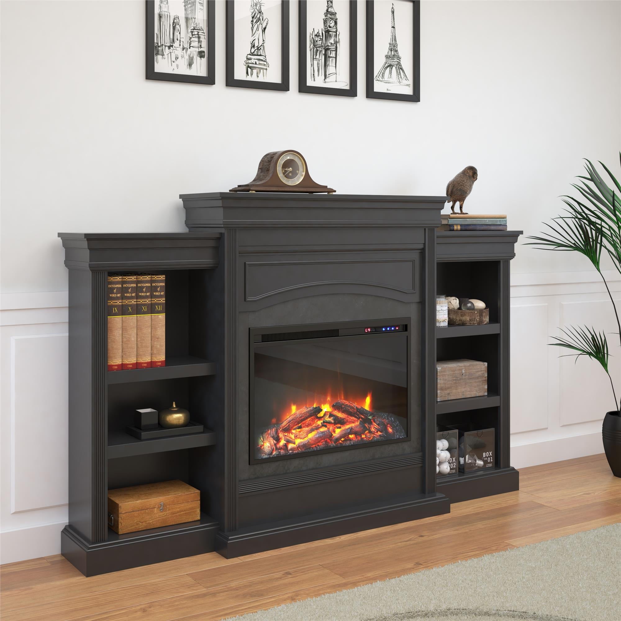 Ameriwood Home Lamont Mantel Fireplace, Black