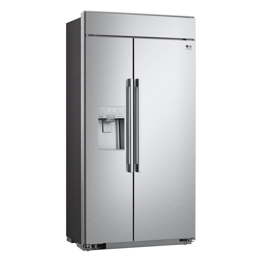 LG STUDIO 42 in. W 26.5 cu. ft. Built-in Side by Side Refrigerator with SpacePlus  In-Door ice in Stainless Steel Cabinet Depth SRSXB2622S