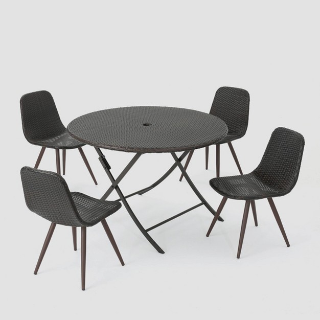 Jude Caleb 5pc Wicker Dining Set Brown Christopher Knight Home