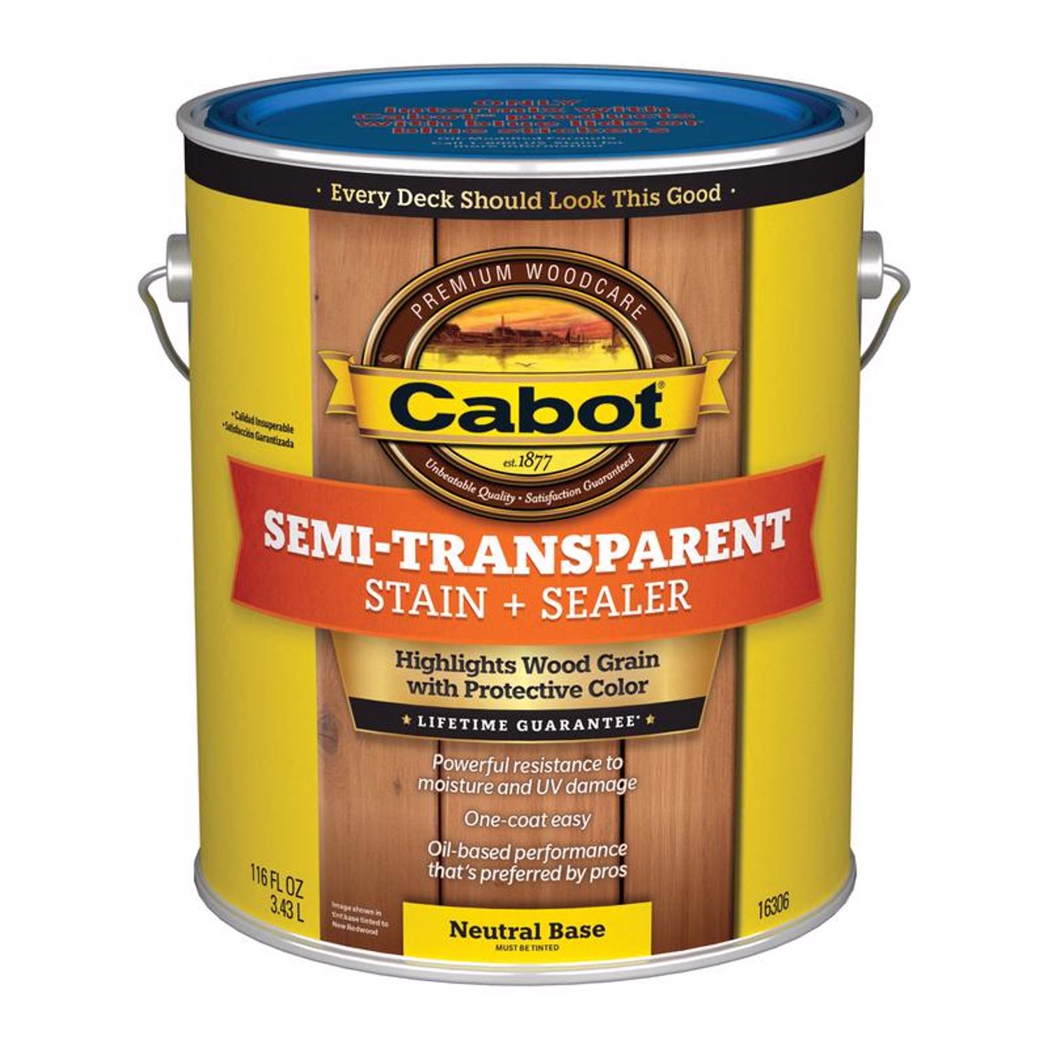 Cabot Semi-Transparent Low VOC Semi-Transparent Tintable Neutral Base Stain and Sealer 1 gal