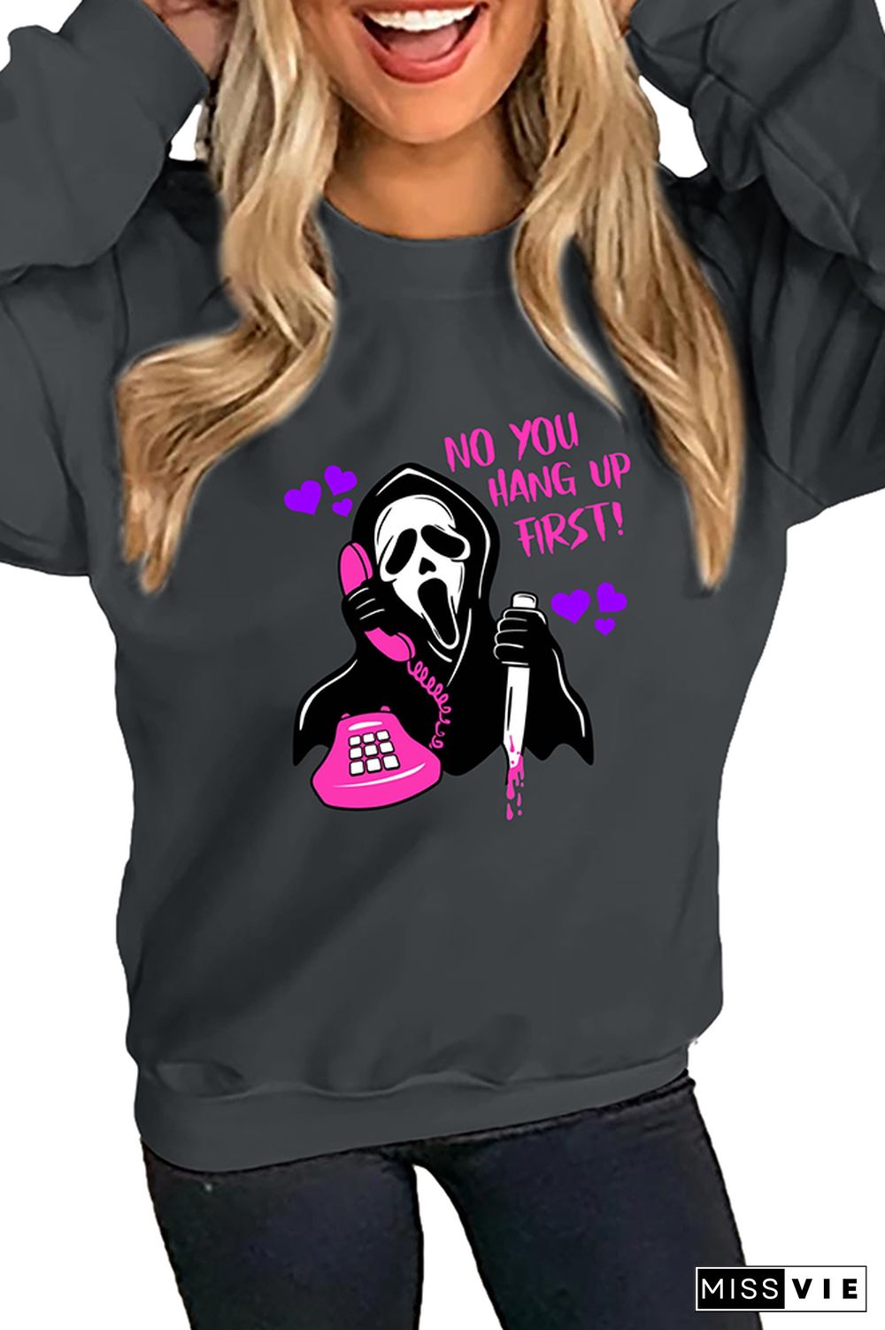 No you hang up, Funny, Scream, ghost face calling Longsleeve Sweatshirt Wholesale