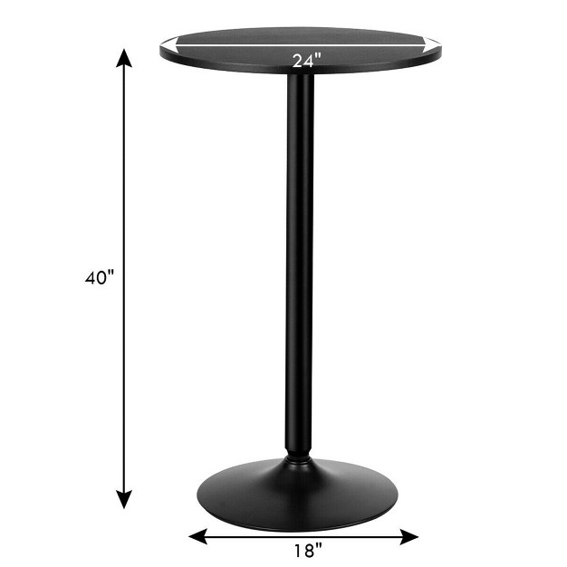 Costway 6 Pcs Round Pub Table 24 x27 x27 Bistro Bar Cocktail Table W metal Base Black