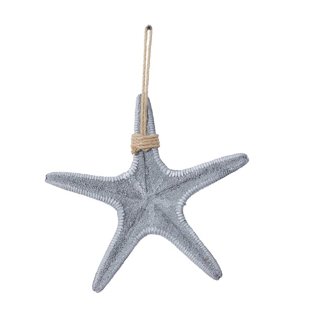 X 14 quot Polystone Starfish Wall Decor With Hanging Rope Gray Olivia amp May