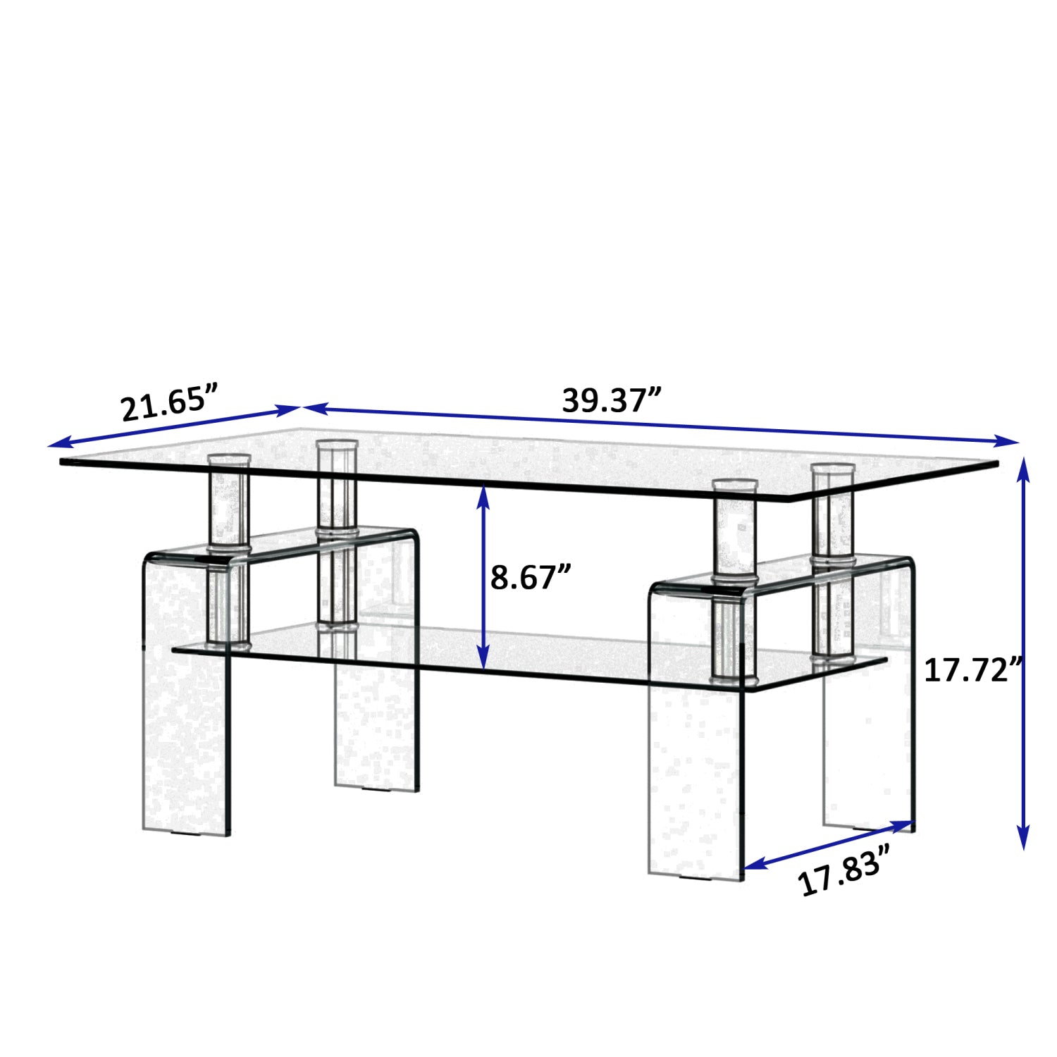 Holaki Glass Coffee Table Clear Table Transparent Coffee Table for Room