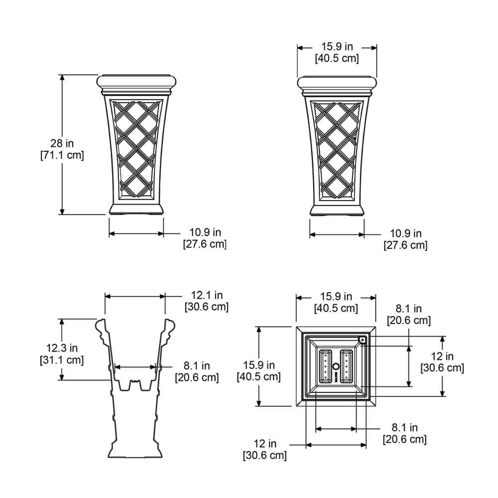 Mayne Georgian 28 in. Tall Self-Watering Black Polyethylene Planter 5882-B