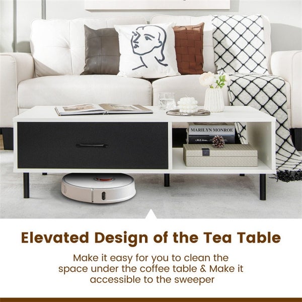 Modern 2-Tier Accent Cocktail Table with Storage