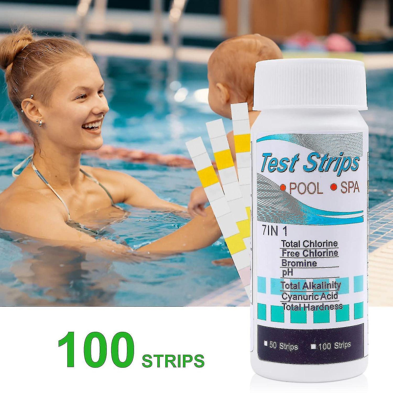 7 In 1 Pool Test Strips， 100pcs Hot Tub Ph Test Strips， Water Quality Testing Strips For Swimming Po