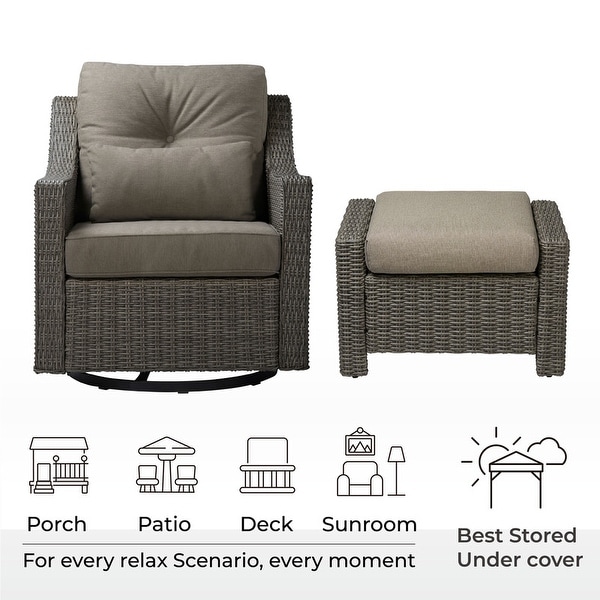 Murphy Outdoor Wicker Patio Furniture Swivel Glider Chair