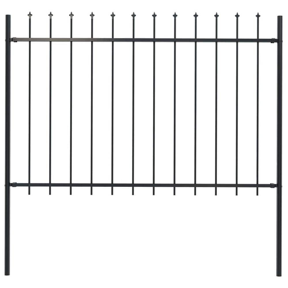 Cisvio Garden Fence with Spear Top Steel 66.9 in. x 47.2 in. Black D0102HELTWV